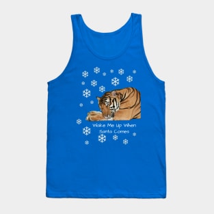 Cute Sleeping Tiger Snowflake Christmas Tank Top